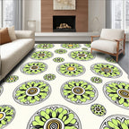 Green Floral Medallion Repeating Pattern Rug