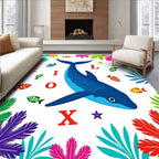 Blue Whale Tropical Fish Coral Reef Rug