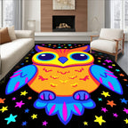 Vibrant Neon Owl Stars Rug