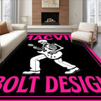 Skeleton Rocker Plays Electric Guitar Rug