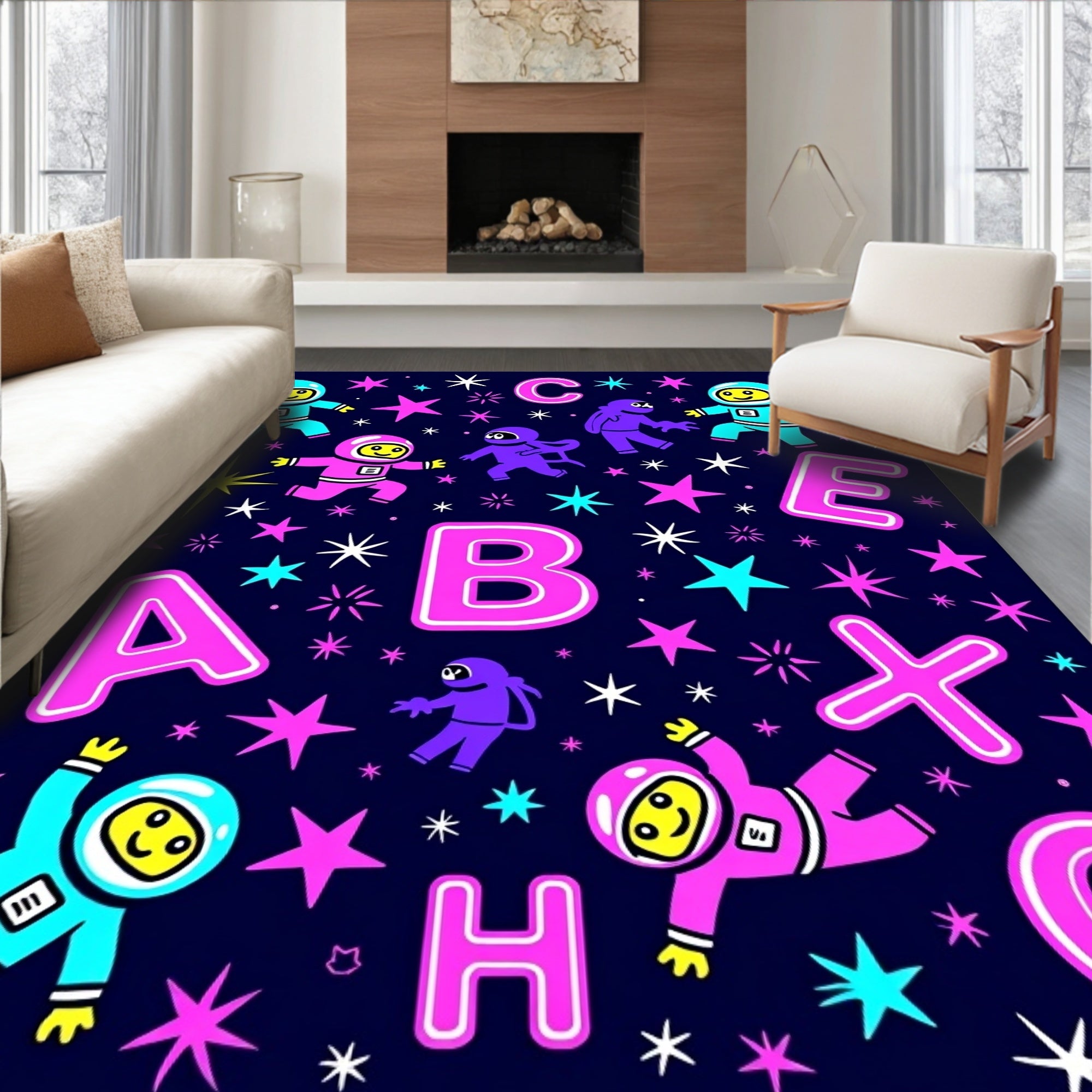 Cosmic Astronauts and Letters Rug