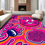 Funky Pink Cartoon Creature Carnivall Rug