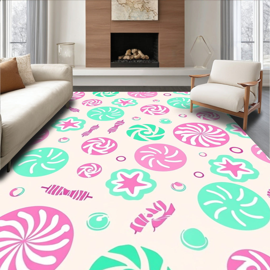 Sweet Swirl Lollipop Star Candy Rug