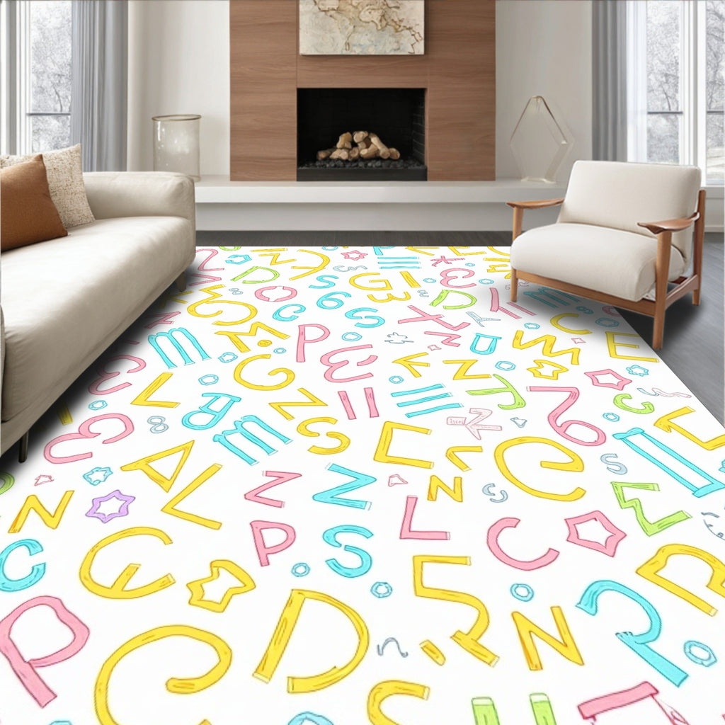 Playful Alphabet Pastel Scatter Rug