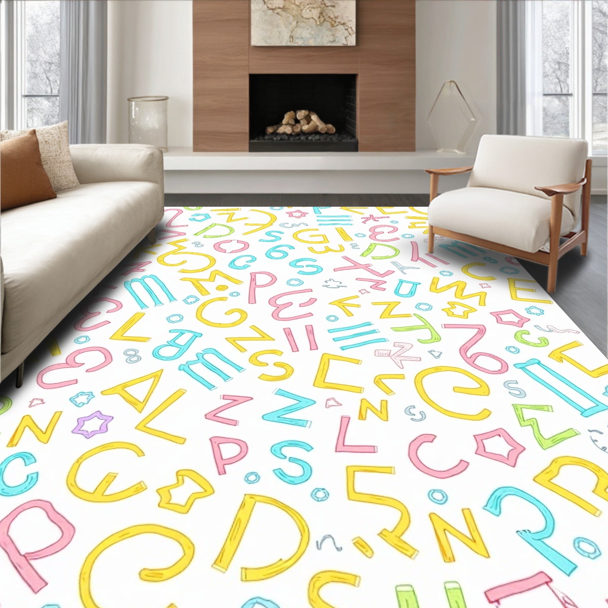 Playful Alphabet Pastel Scatter Rug