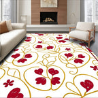 Crimson Heart Leaf Scroll Arrangement Rug
