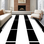 Modern Geometric Black and White Stripes Rug