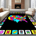 Vibrant Colorful United States Map Rug