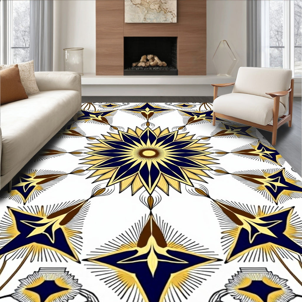 Midnight Gold Starburst Medallion Rug