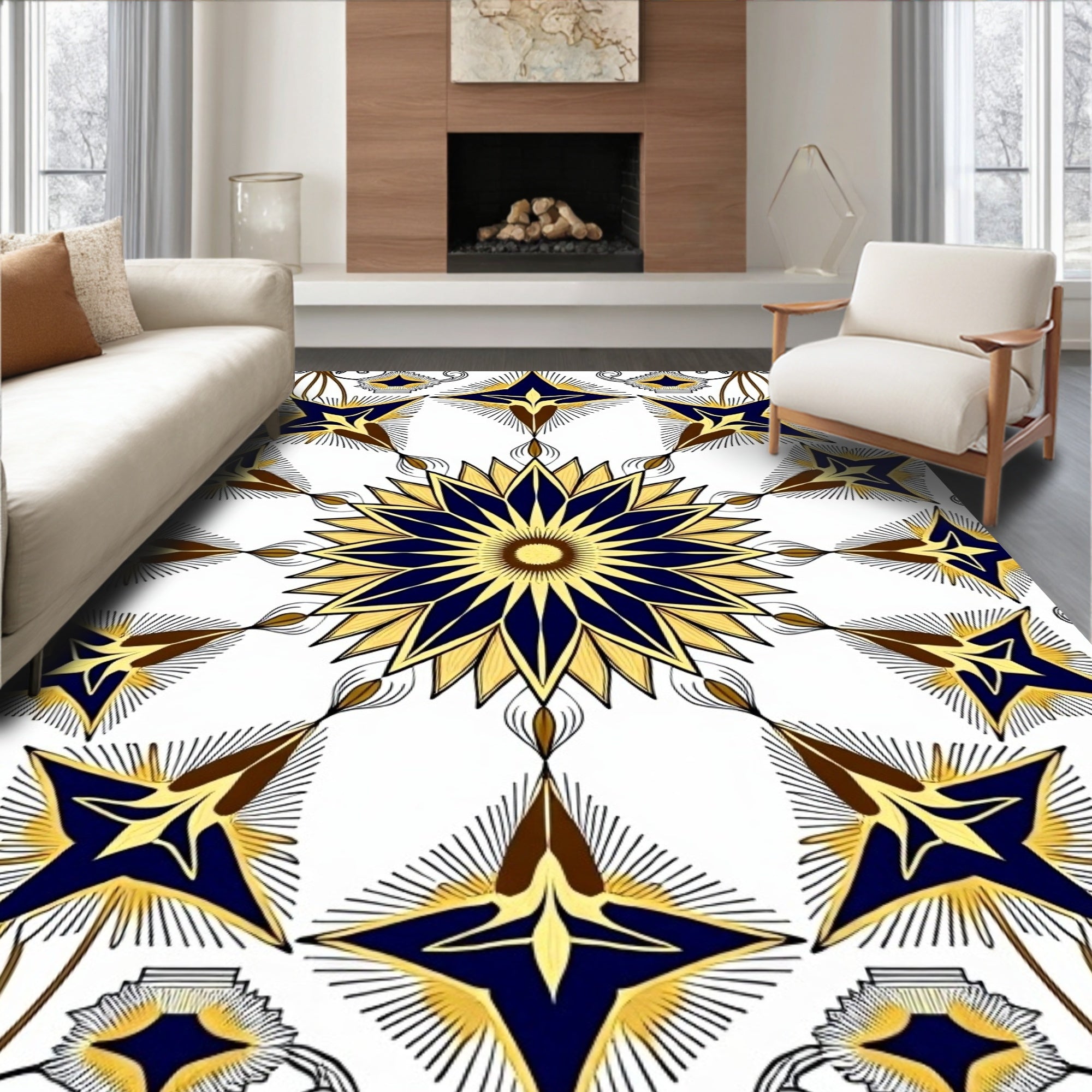 Midnight Gold Starburst Medallion Rug