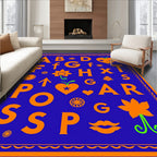 Orange Alphabet Heart Flower Graphic Rug