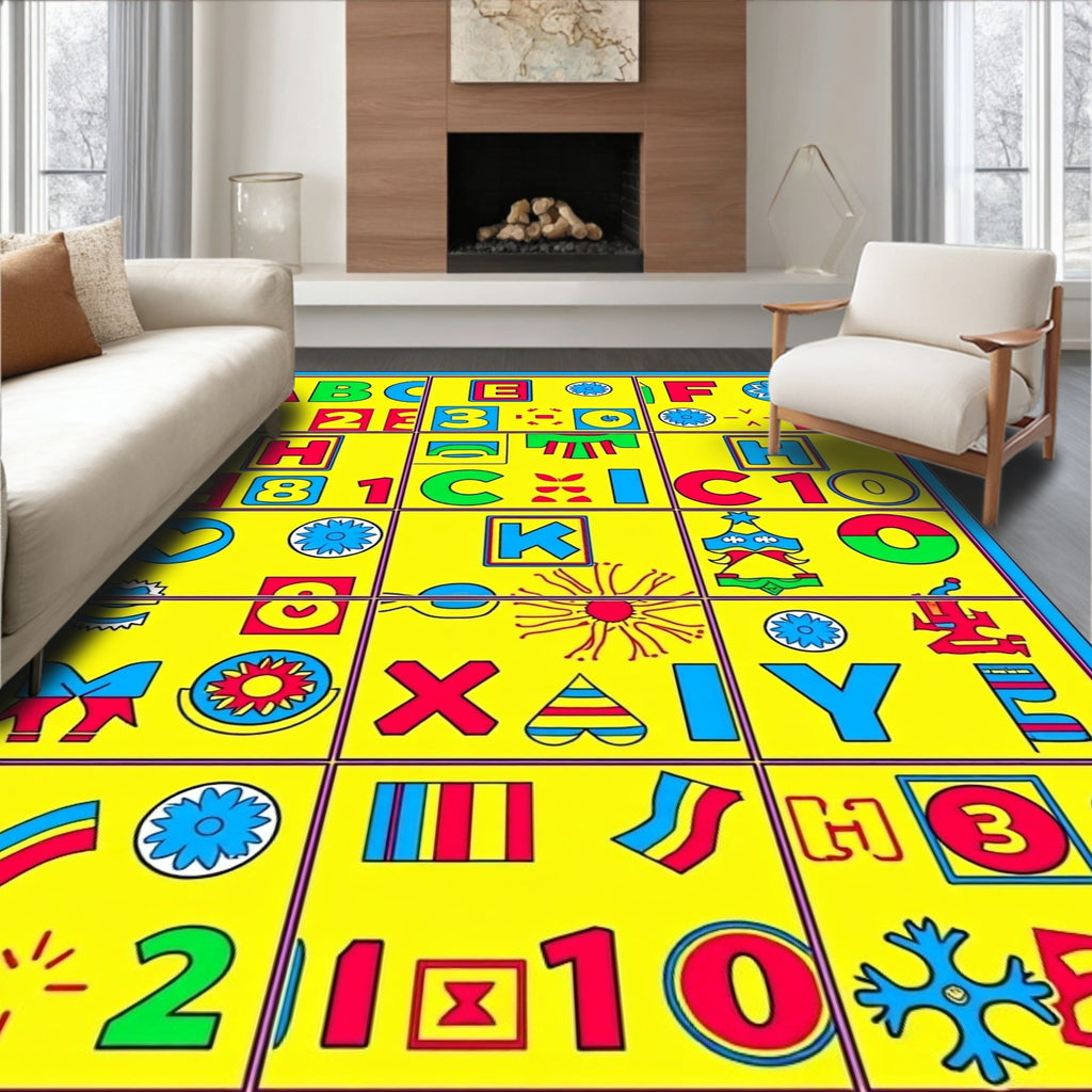 Bold Primary Colors Alphabet Blocks Rug