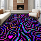 Vibrant Neon Swirl Heart Rug