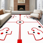Red Black White Geometric Emblem Rug
