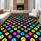 Bold Colorful Geometric Icons Collage Rug