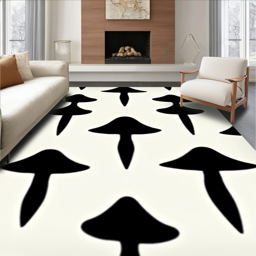 Black Mushroom Spot Repeat Rug