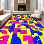 Abstract Geometric Shapes Primary Colors Rug