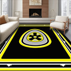 Bold Black Yellow Wheel Shape Rug
