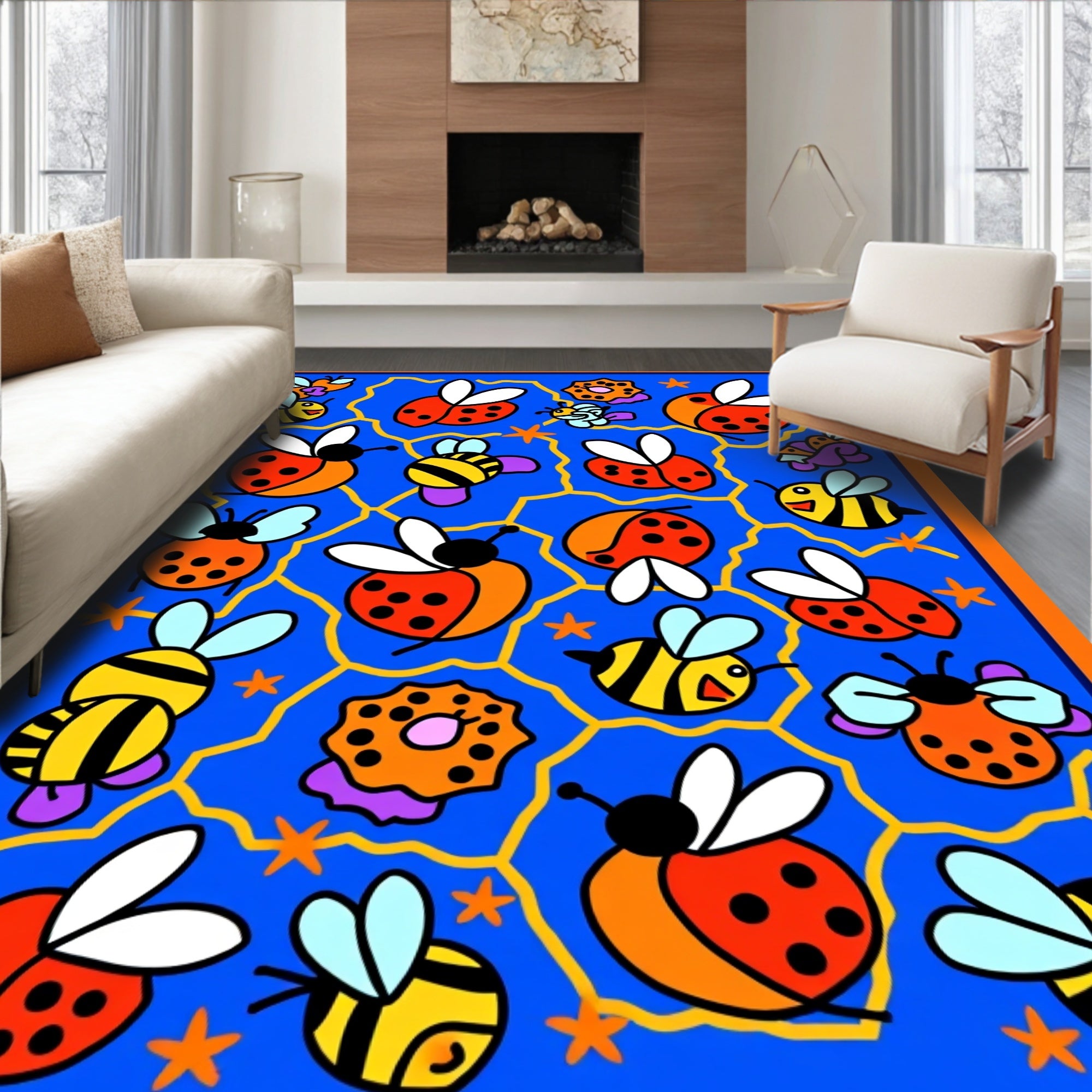 Happy Ladybugs And Bees Collection Rug