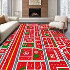 Red Urban Street Cityscape Rug