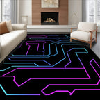 Cyberpunk Neon Circuit Lines Rug