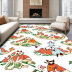 Whimsical Animals In Fall Landscape Rug