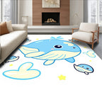 Cute Blue Whales Yellow Stars Splash Rug