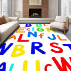 Playful Multicolor Alphabet Letter Collage Rug