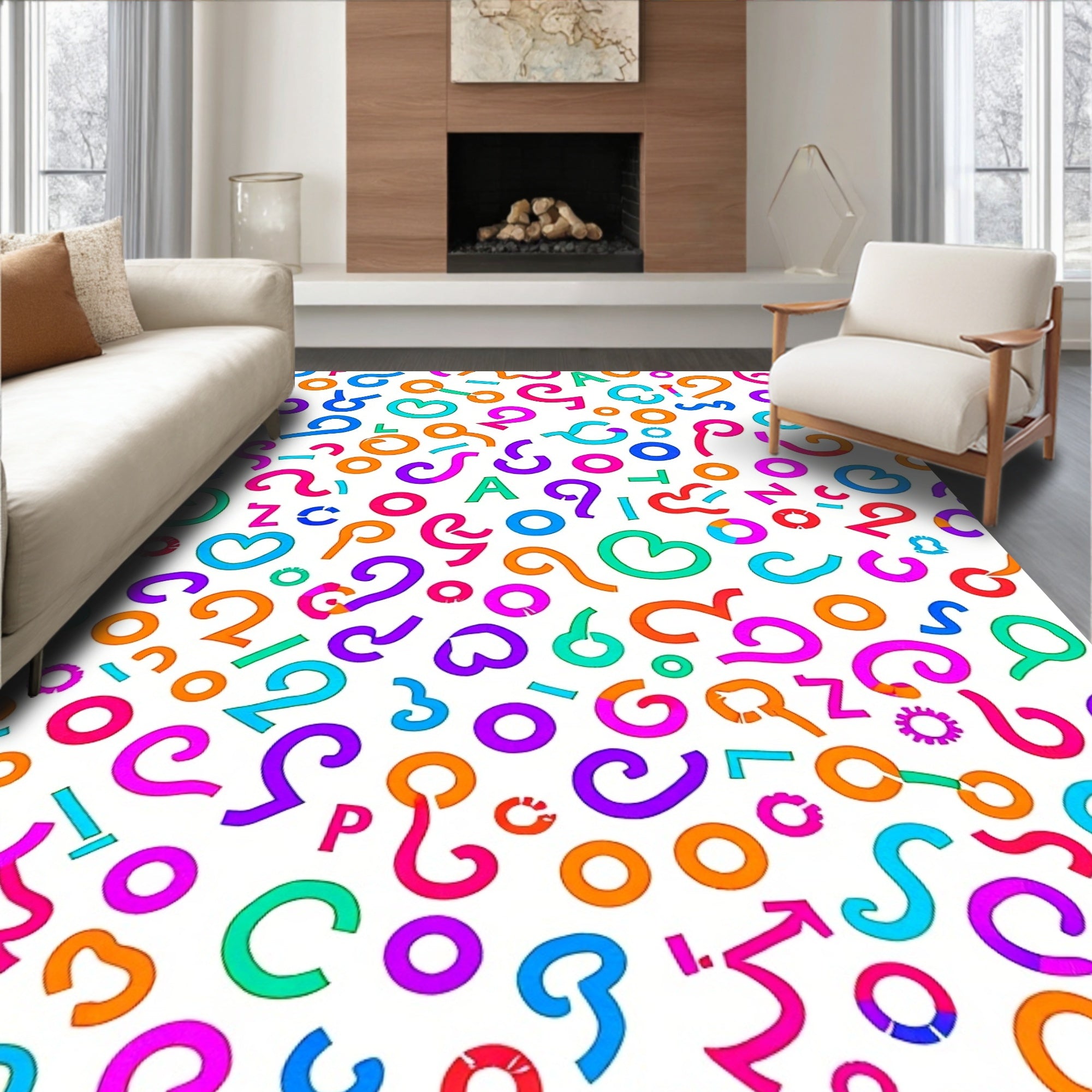 Bright Colorful Playful Alphabet Circles Rug