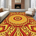 Radiant Fire Orange Sunburst Mandala Rug