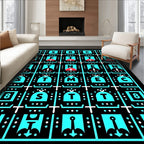 Minimalist Turquoise Geometric Letter Rug