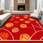 Red Basketball Court Graphics Rug