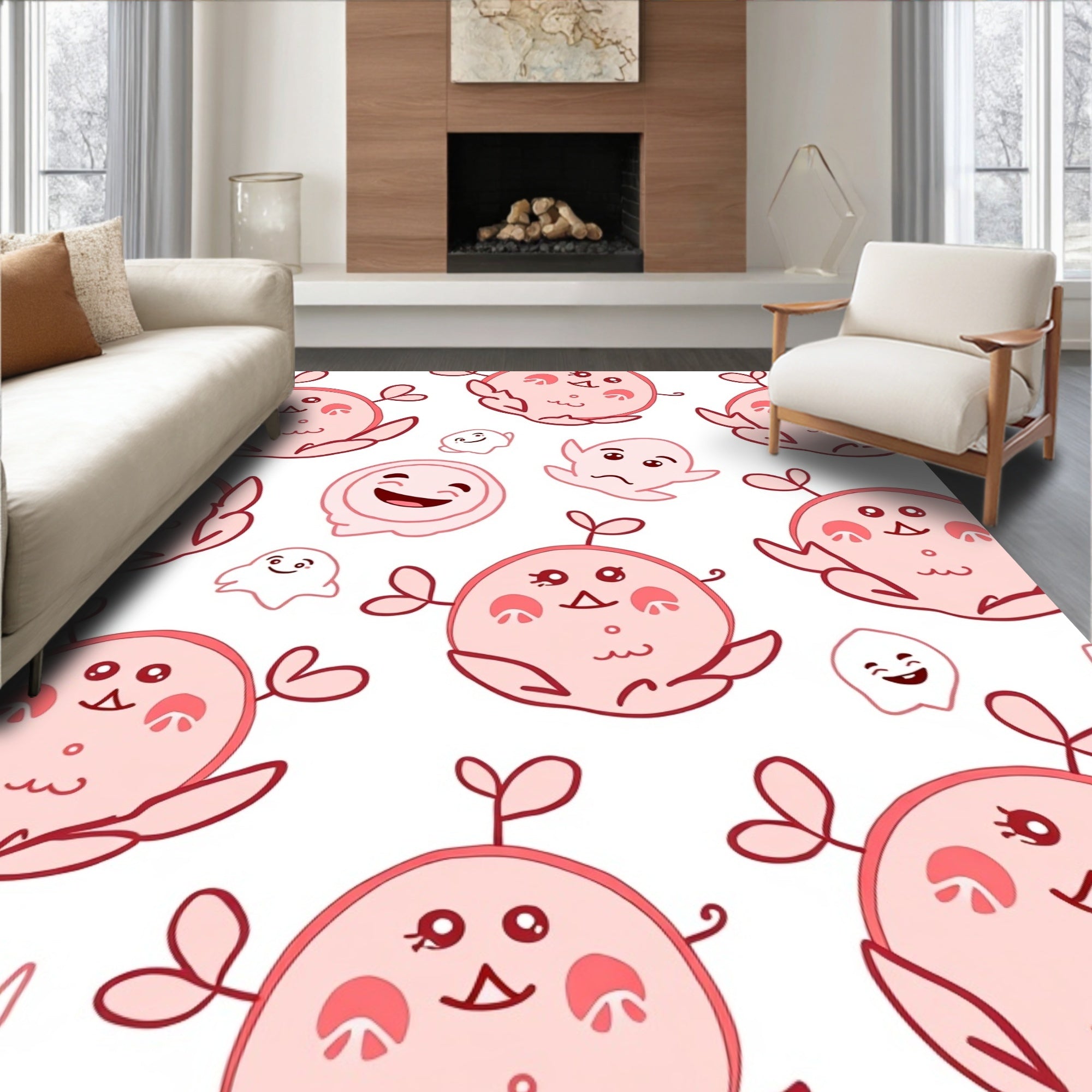 Playful Pink Creature Collage Rug