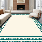 Teal Ornate Floral Frame Rug