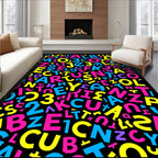 Vibrant Alphabet Collage Rug