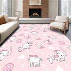 Pink Kawaii Unicorns and Clouds Theme Rug