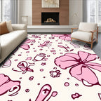 Whimsical Pink Floral Butterfly Garden Rug