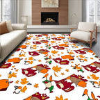 Folkloric Orange Red Autumn Character Rug