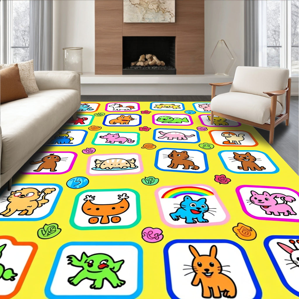 Playful Cartoon Animal Collection Rug