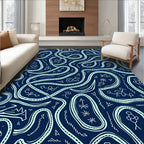 Navy Cyan Abstract Swirl Arrows Rug