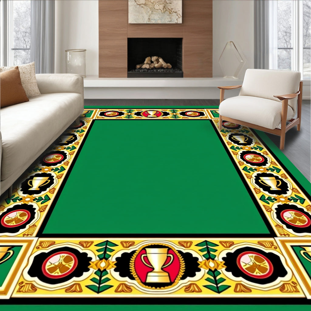 Golden Trophies and Crests Border Rug