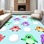 Playful Snowball Penguin Pals Rug