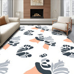 Modern Floral Abstract Peach Gray Rug