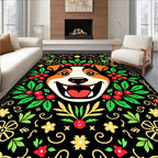Joyful Dog Floral Crimson Garland Rug