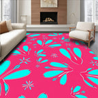 Bright Pink Cyan Floral Abstract Rug