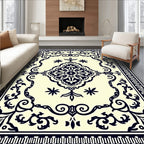 Cream Floral Medallion Scrollwork Rug