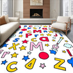 Colorful Alphabet Collage With Stars Rug