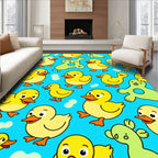 Yellow Duckling Green Creature Repeat Rug
