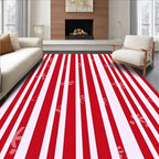 Red White Stripe Dragonflies Rug