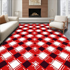 Red White Black Plaid Diamonds Rug